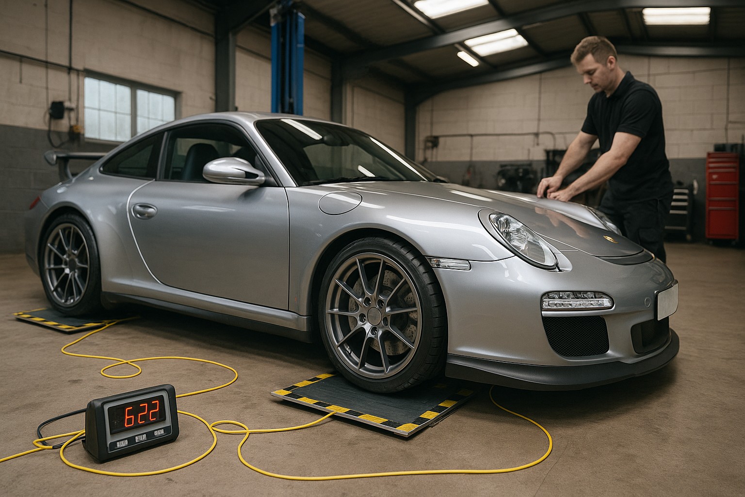 Corner weight scales under each wheel